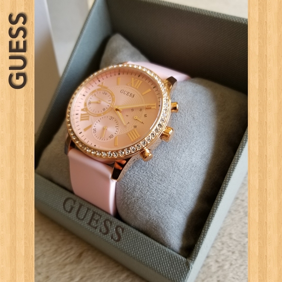 GUESS NWT Women's Watch Pink Gold Rose - Picture 3 of 8